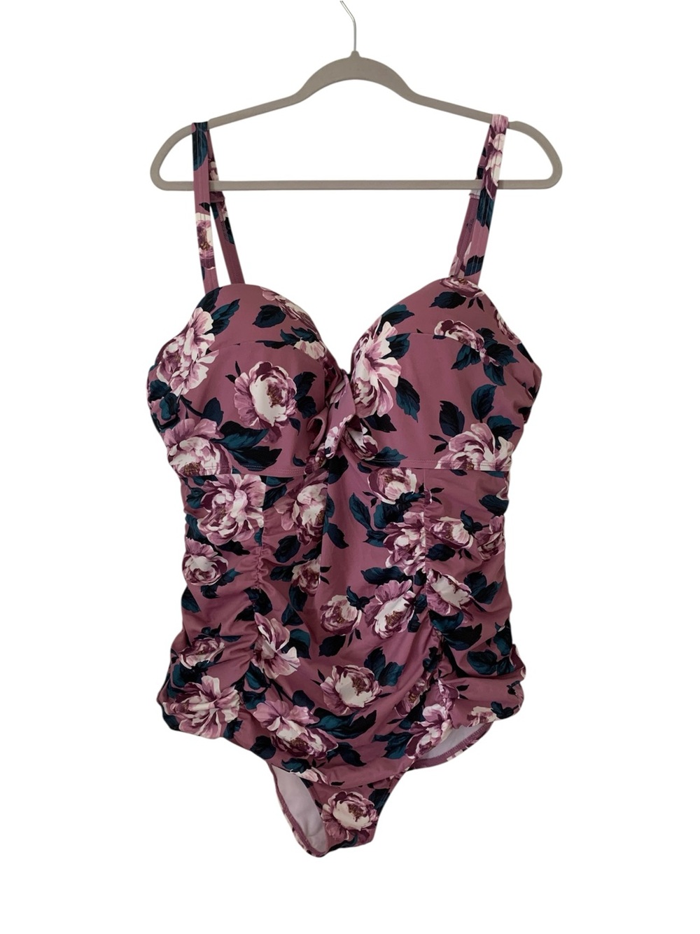 Torrid Floral One Piece Ruched Underwire Swimsuit 3R Plus Size 3X 22-24 Like New